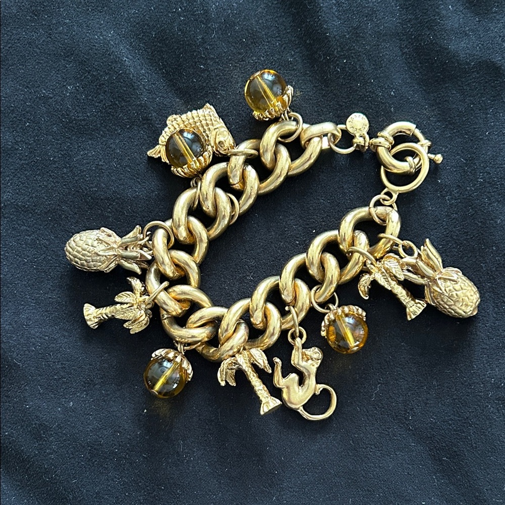 J. Crew Gold Bracelet with Pineapple and Fish Charms - Picture 5 of 5